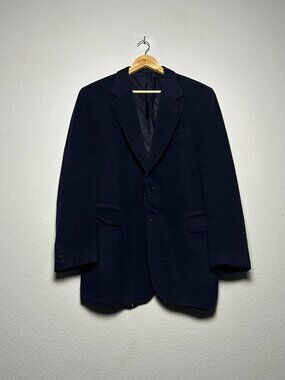 English Manor Wool VTG Blazer Sport Coat Mens 42L Navy Blue Business 90s Formal